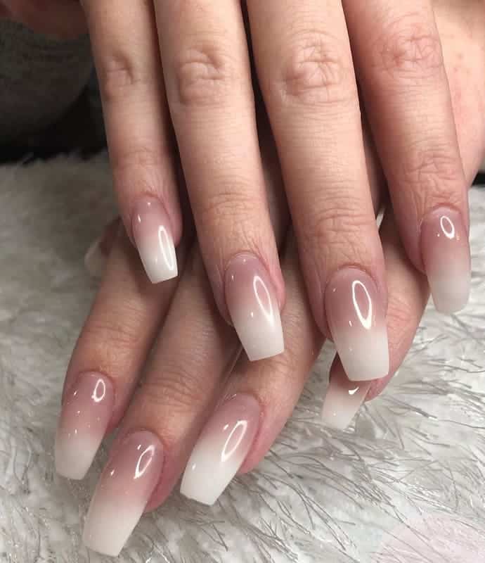 white tipped ombre nails