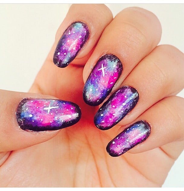 Neon Galaxy Nail idea for women