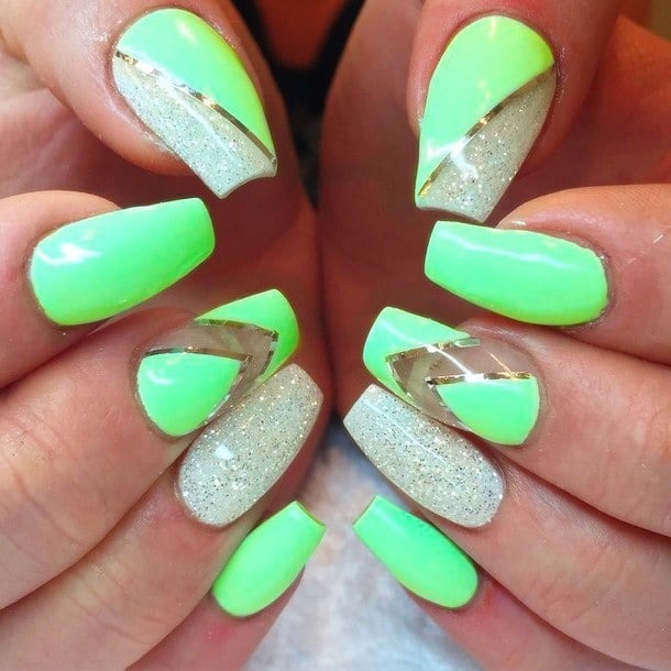 Square lime green nail