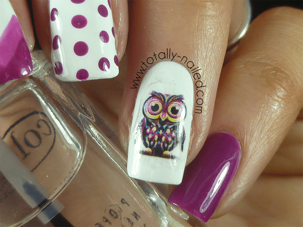 Black and Purple Owl Nail Designs with Rhinestones - wide 5