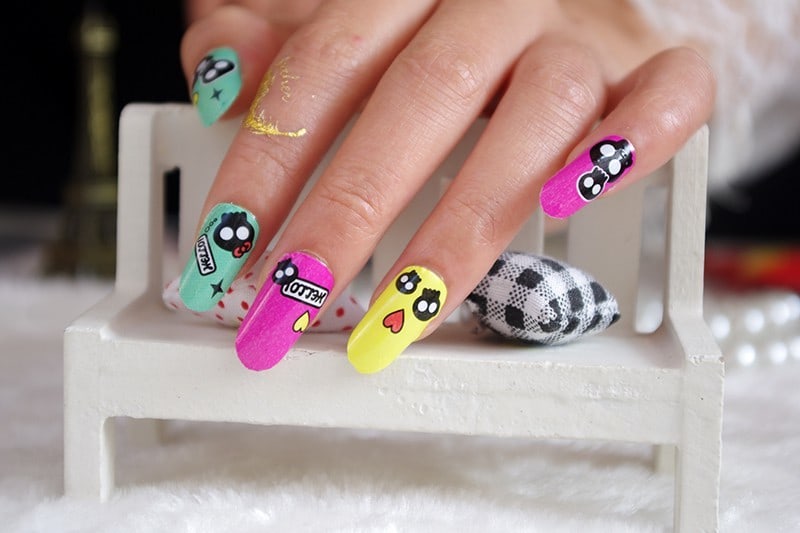 Colorful Skull Nail idea for girl