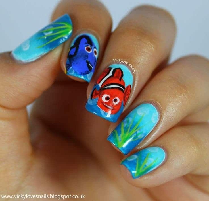 animal print nail design with nemo 