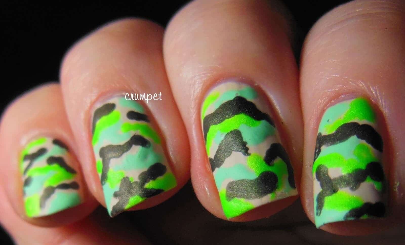 Army lime green nail design