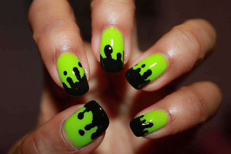 3. Lime Green and Black Polka Dot Nails - wide 1