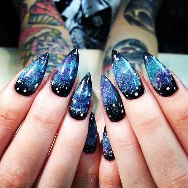 milky way Galaxy Stiletto Nails