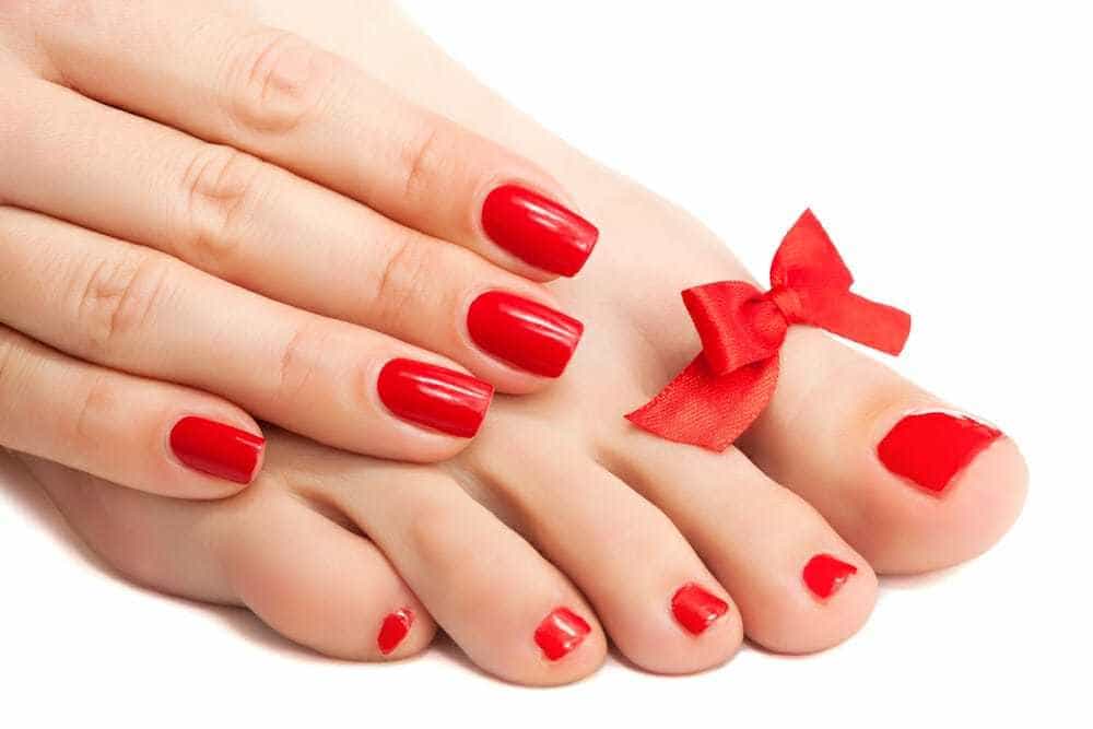 red color Pedicure Nail Design