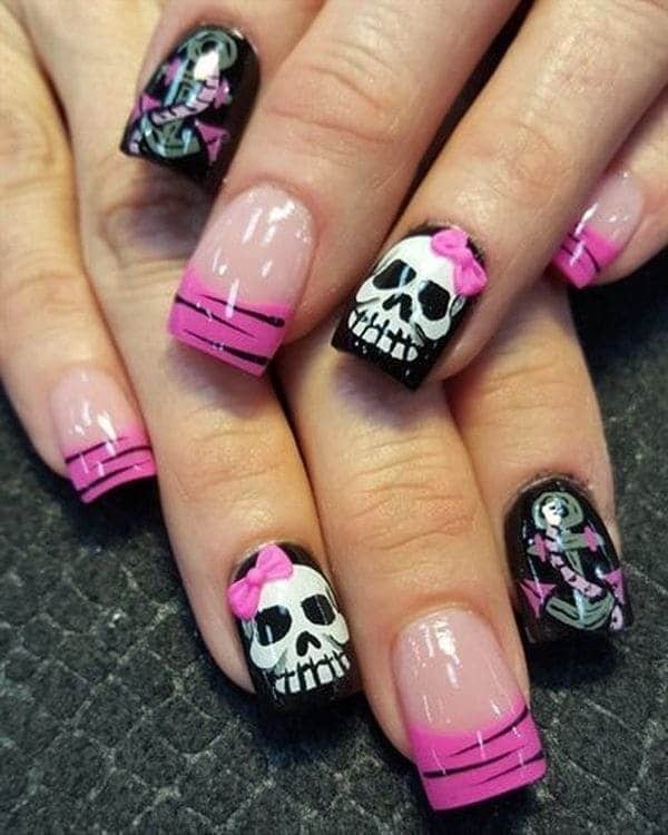 Emo design Skull Nail art