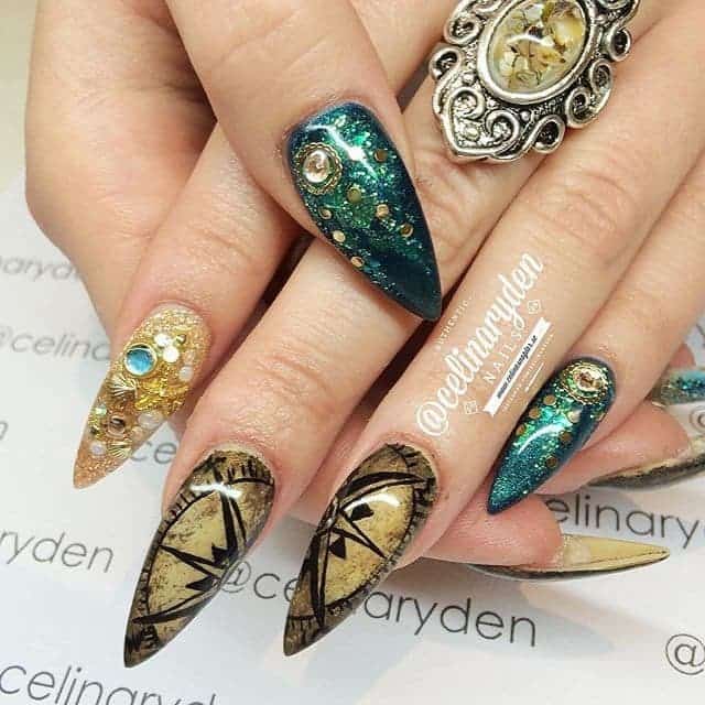  super long Hippie Nail art