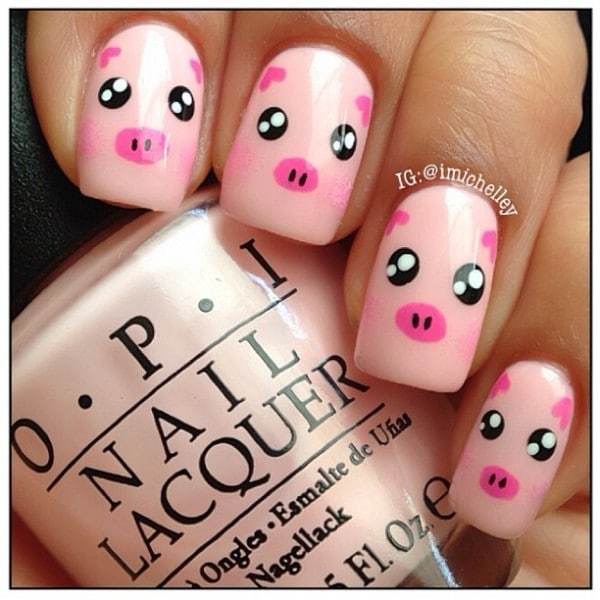 Little Piggy design Animal Print Nail