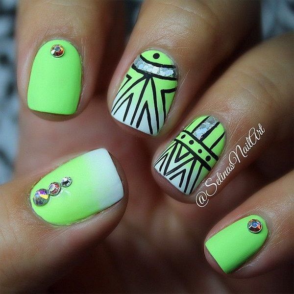 Lime Green Tribal Nails