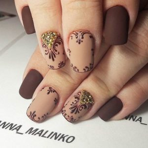 Matte beige and dark brown.