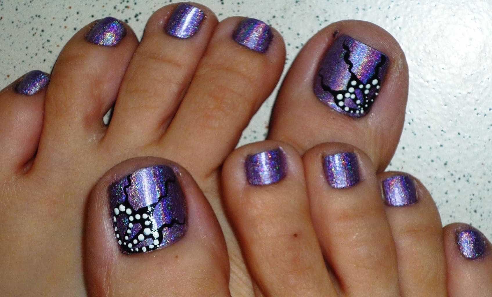 Purple Pedicure Nail Design