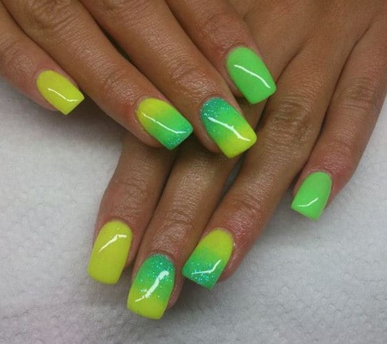 Ombre lime green nail