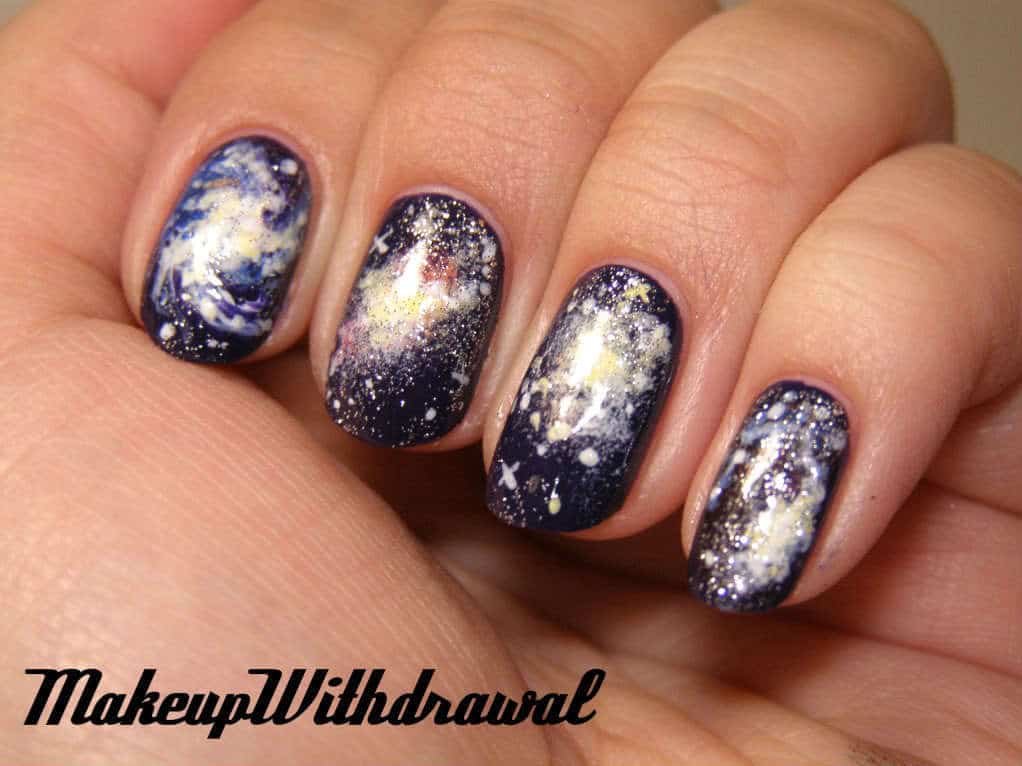 Black color Galaxy Nail Designs