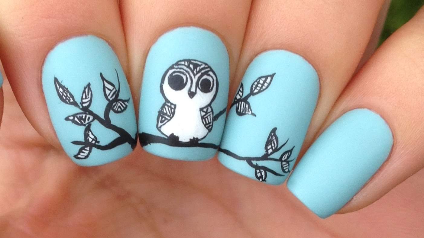 7. "Snowy Owl Nail Art for Short Nails" - wide 7