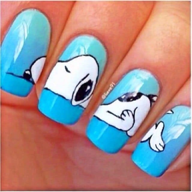 Sleepy Snoopy art for Animal Print Nail