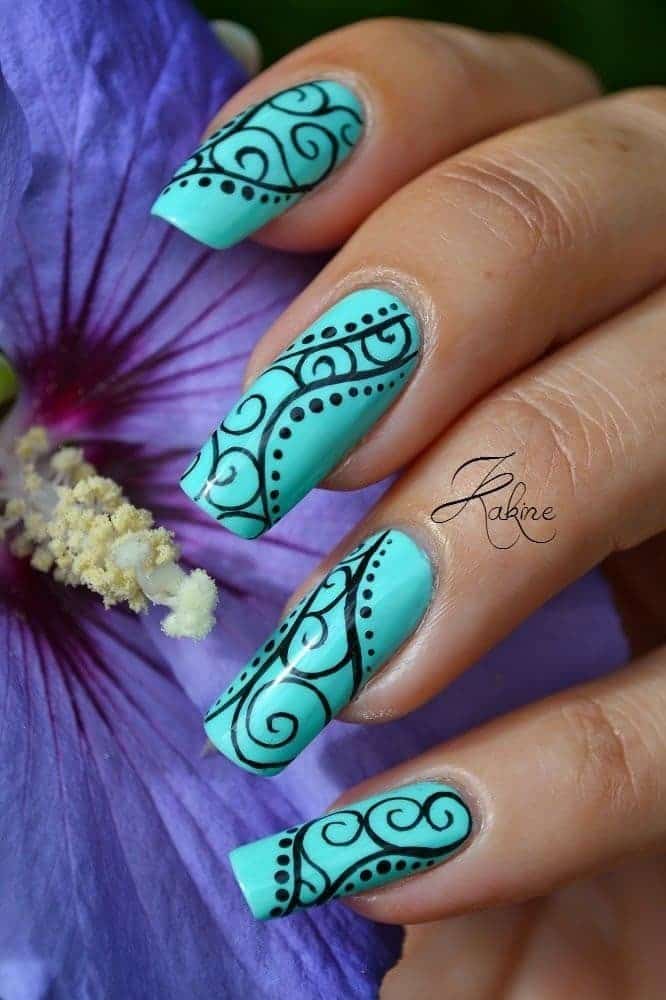 design Tiffany blue nail for girl