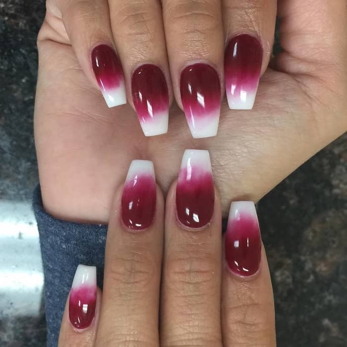 Burgundy and White Nails