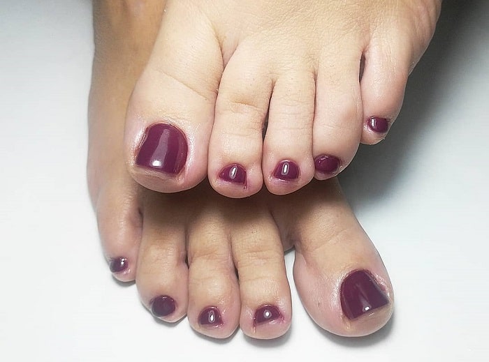 Burgundy Toe Nail Design