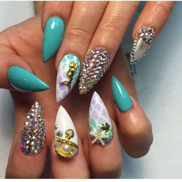 Pointy Mermaid Nail Design you love 