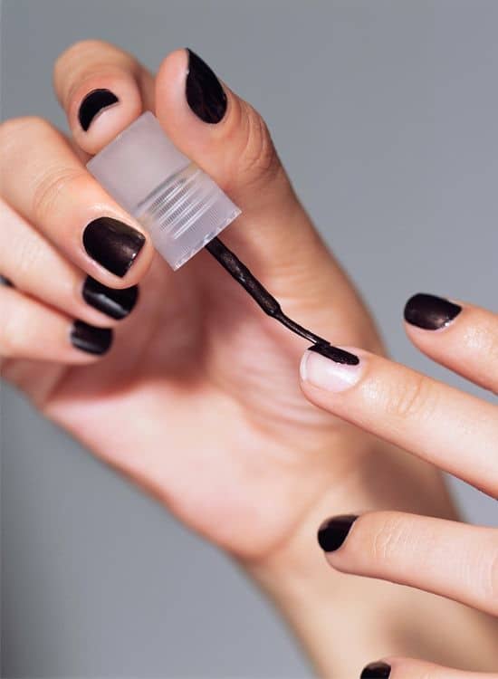 Painting Nails Black Matte