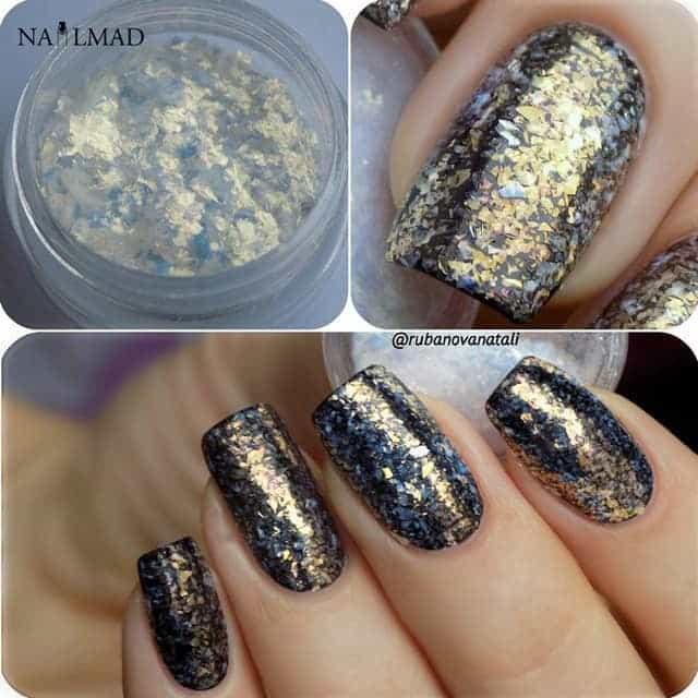 Galaxy Nail with glitter flakes 