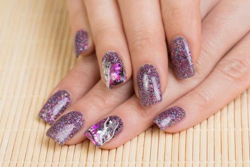 Glittery Purple nail color idea