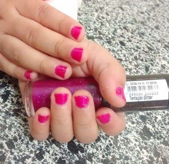 cute little Princess pink nail color idea