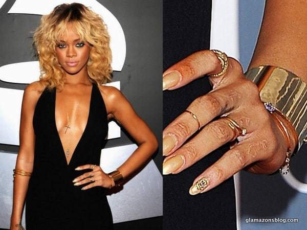 Rihanna golden Carpet Manicure