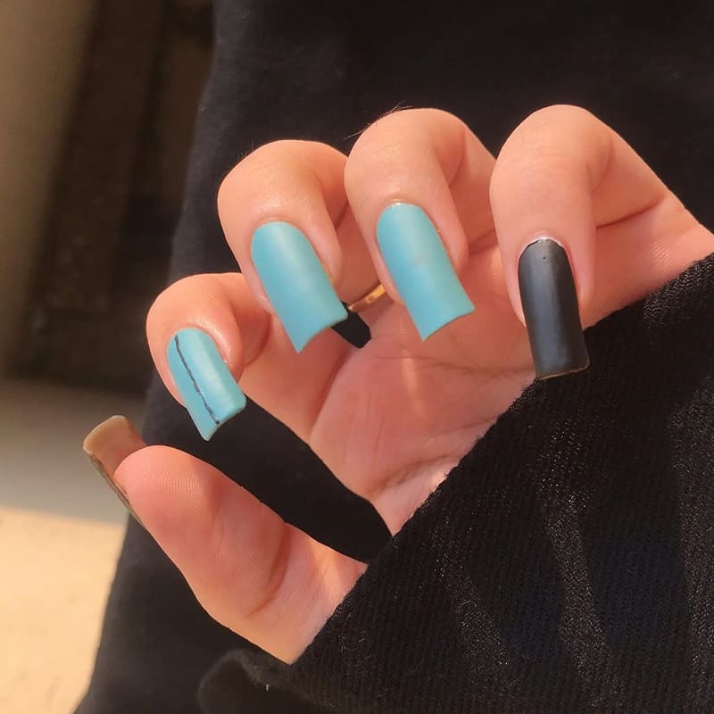 black and blue fade nails