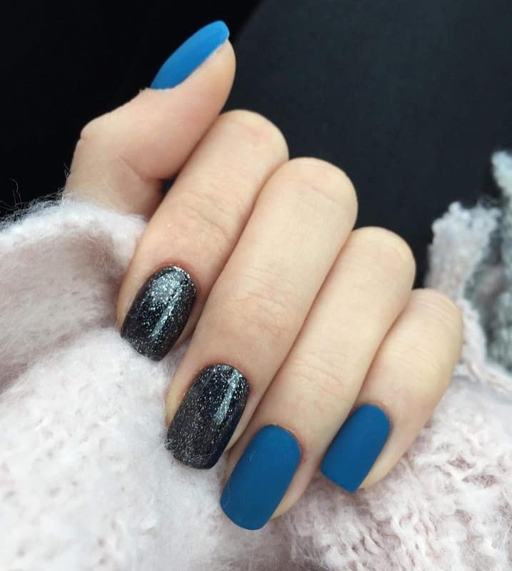 black blue and silver nails