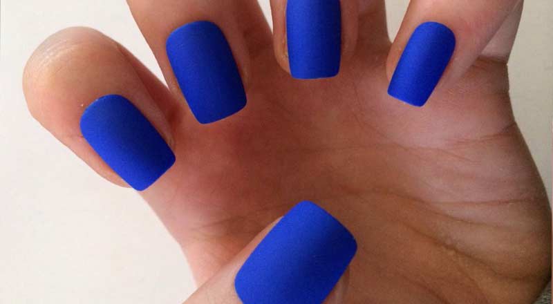 matte blue nail polish