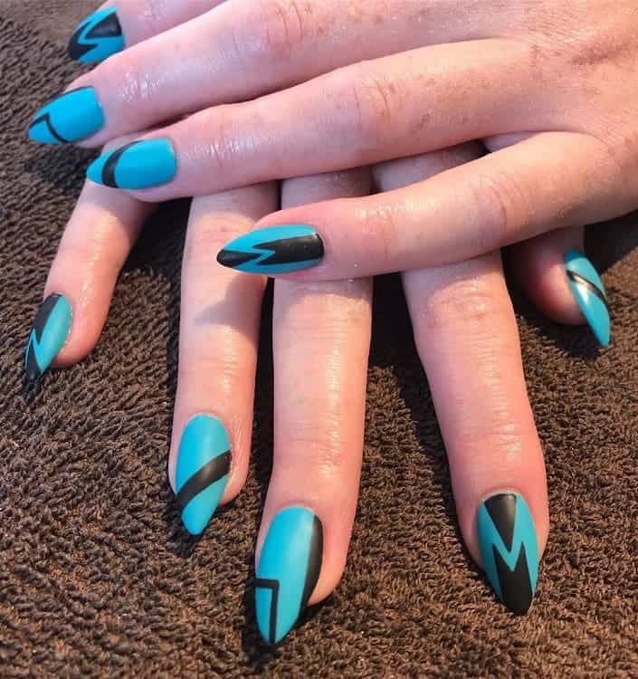 black and blue stiletto nails 