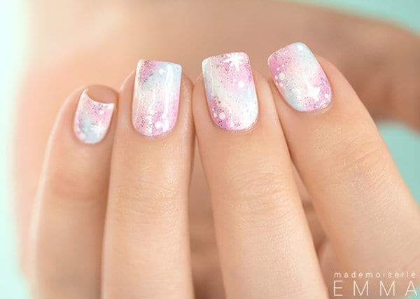 Pastel pink galaxy nail art