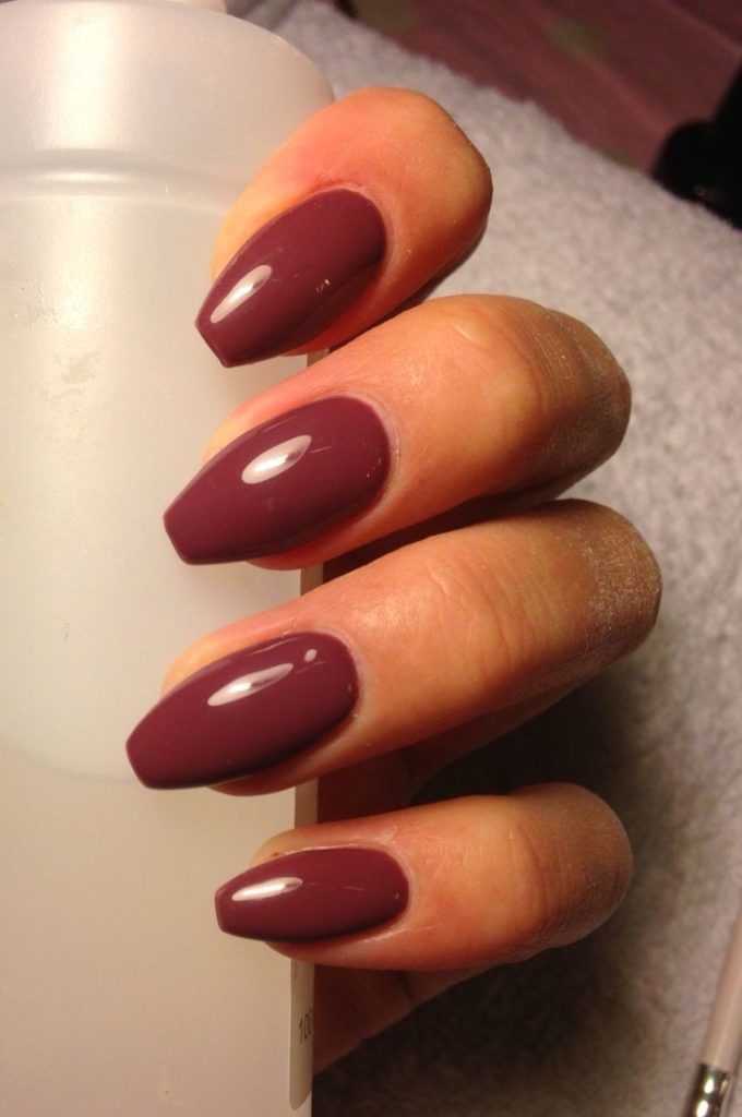 Coffin Shaped Maroon Nail