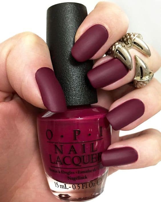 OPI Maroon Matte Nail Art