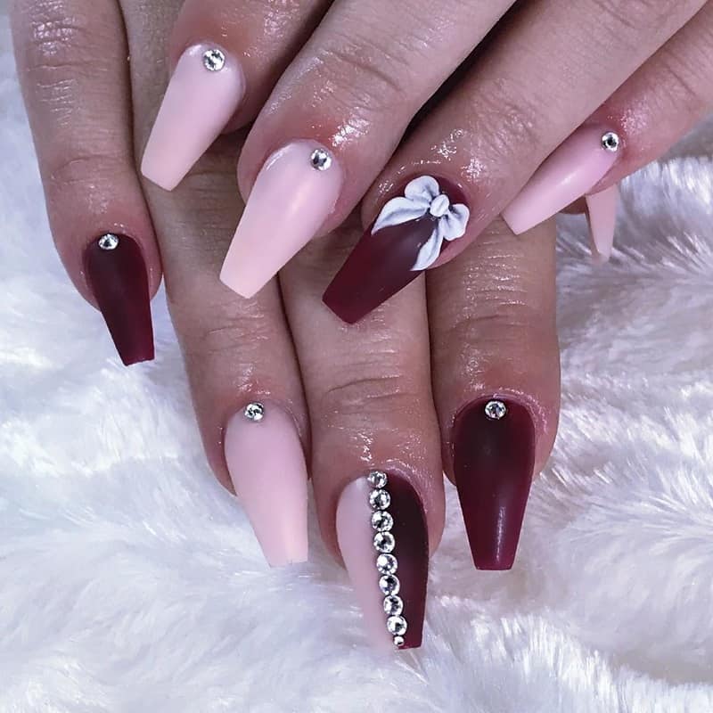 coffin nail design with bows