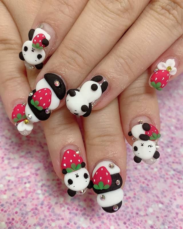 3d panda nail art design