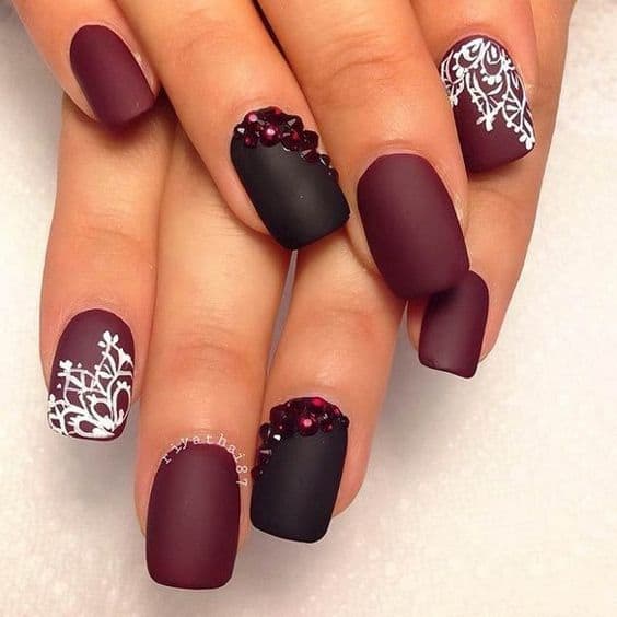 Marron Matte Nails For Square Shape