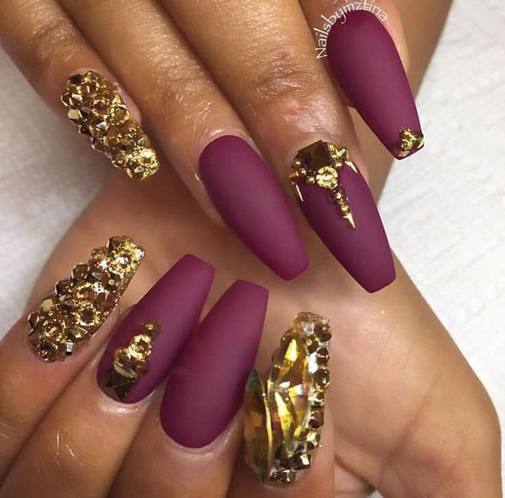 15 Hottest Maroon and Gold Nails Trending for 2024