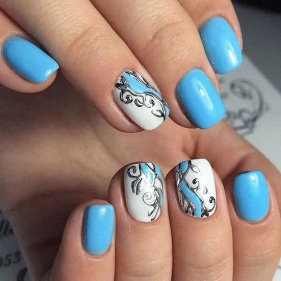 easy light blue nail designs