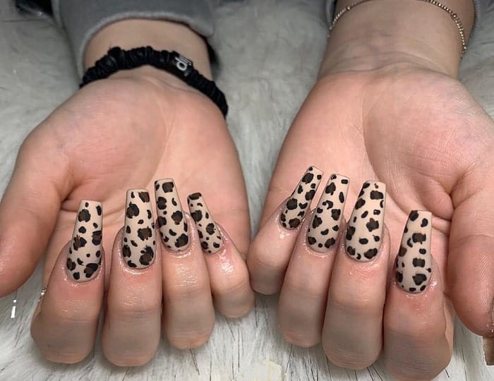 Cheetah Print Coffin Nails