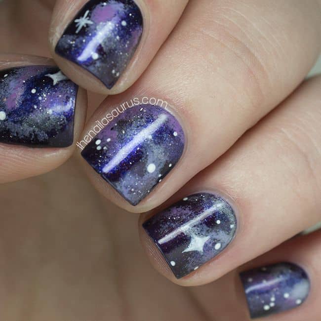 Short yet Cute Galaxy Nail Designs