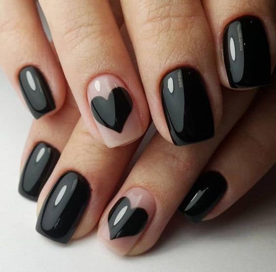 Black Shaped Nail Design