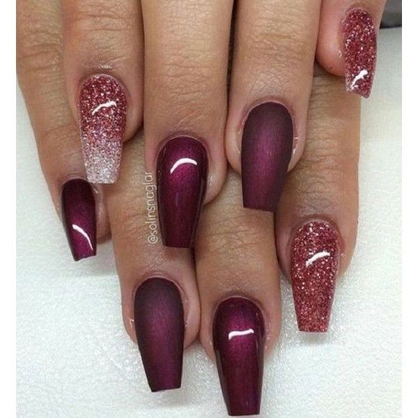 Glossy Maroon Nails