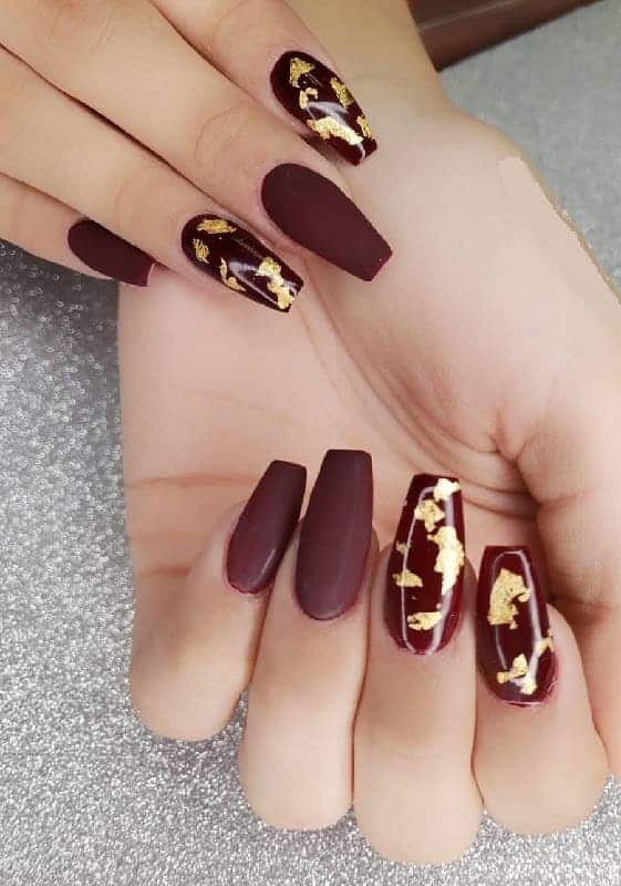 15 Hottest Maroon and Gold Nails Trending for 2023