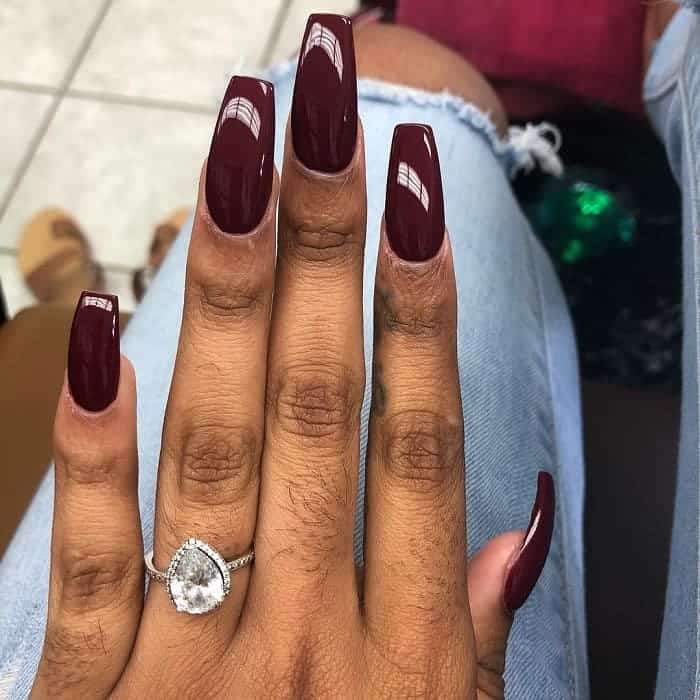 maroon gel nails