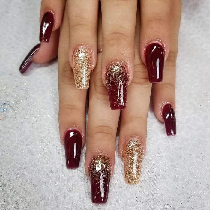 maroon prom nails