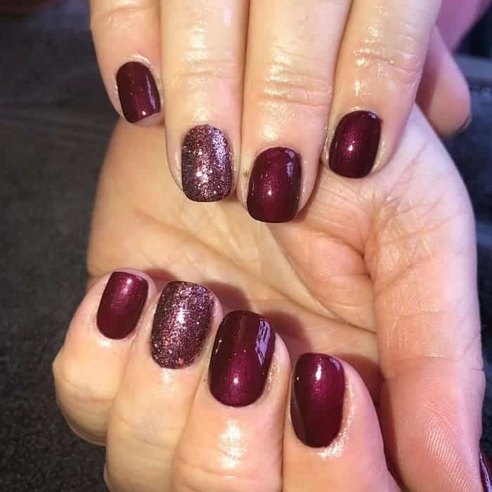 maroon shellac nails