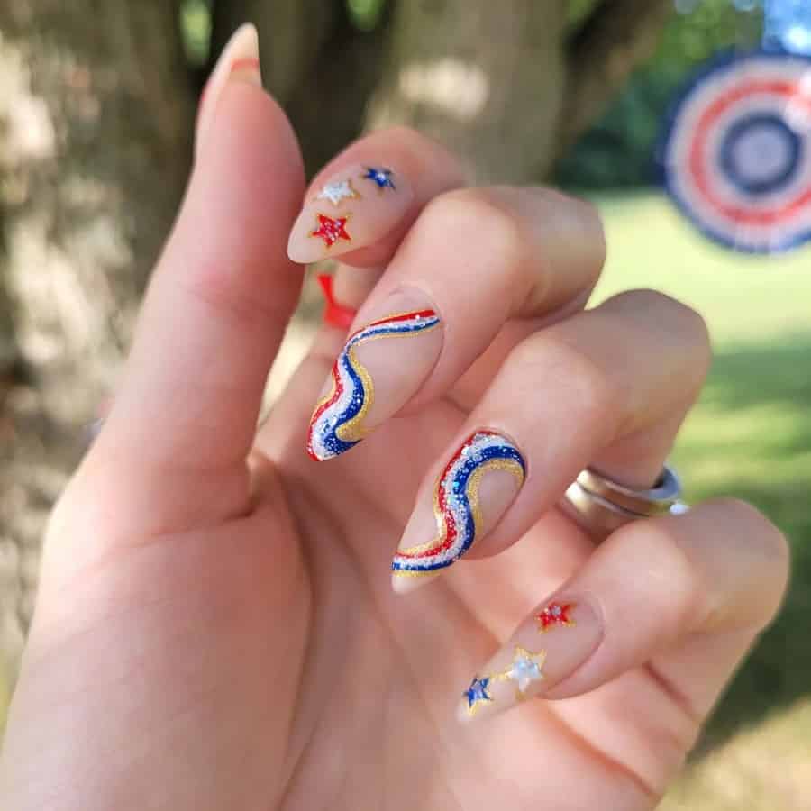 long patriotic nail design